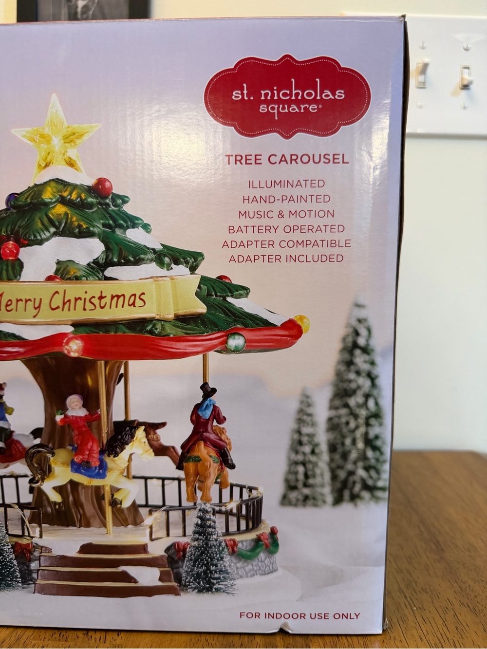 St Nicholas Square Tree Carousel 2022 Musical Animated Lighted Christmas Village - Picture 5 of 12